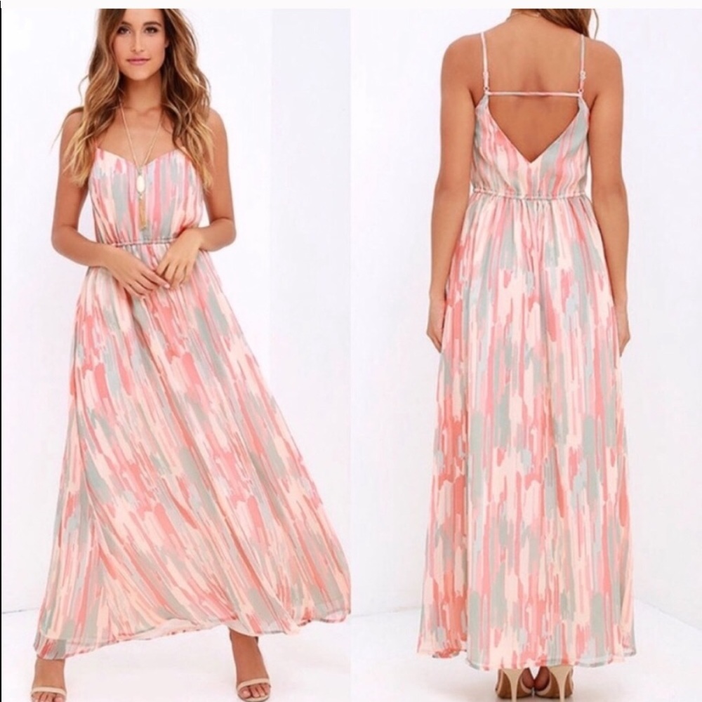Jack by Bb Dakota Coral/Mint Maxi Dress Size S